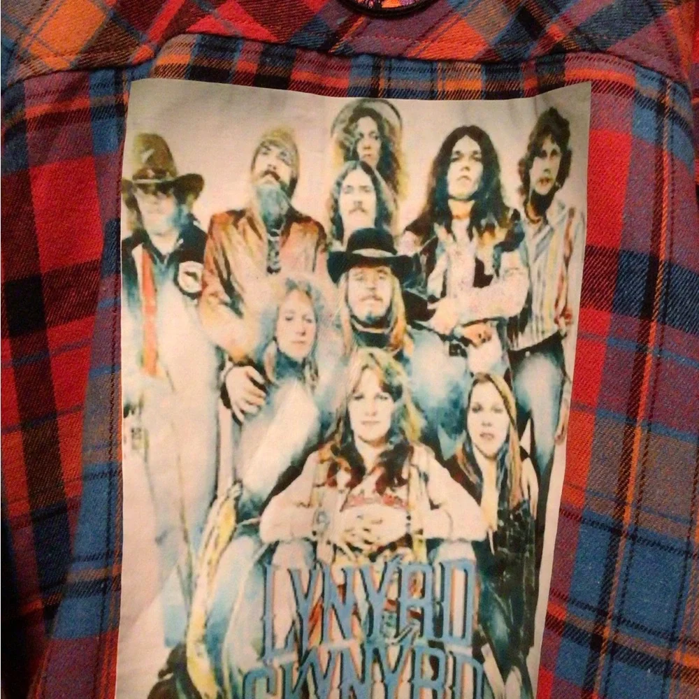 Host pick ! SALE Upcycled Lynyrd Skynyrd Plaid Flannel Shirt - Picture 2 of 6